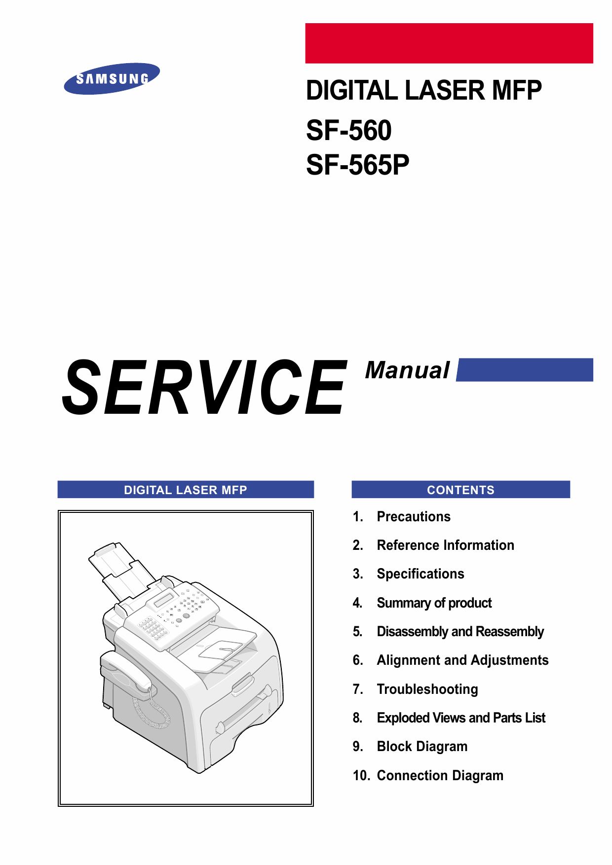 Samsung Digital-Laser-MFP SF-560 565P Parts and Service Manual-1